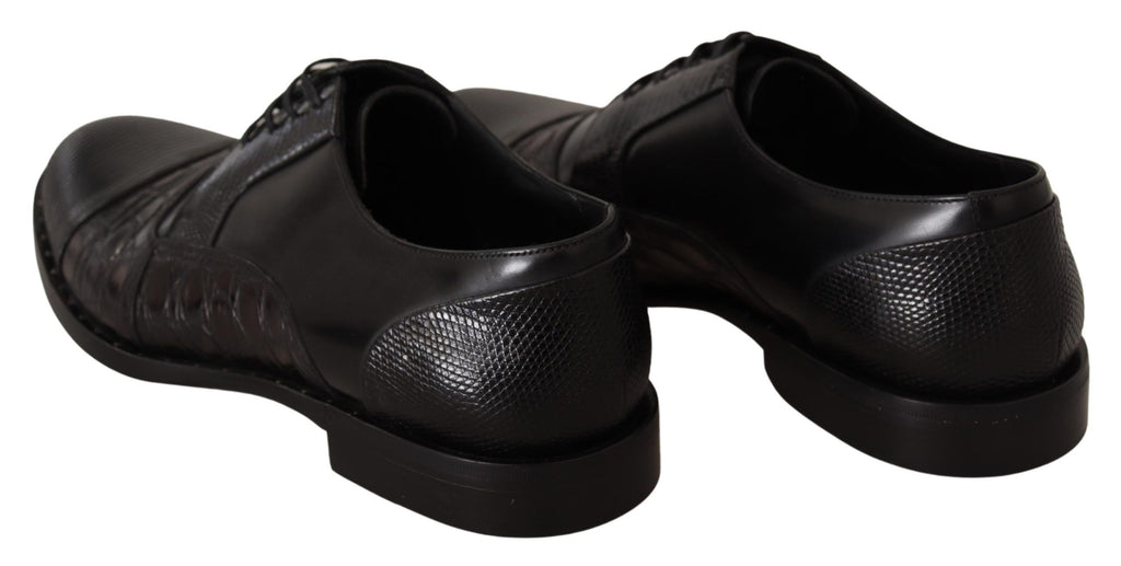 Dolce &amp; Gabbana Black Leather Exotic Skins Formal Shoes