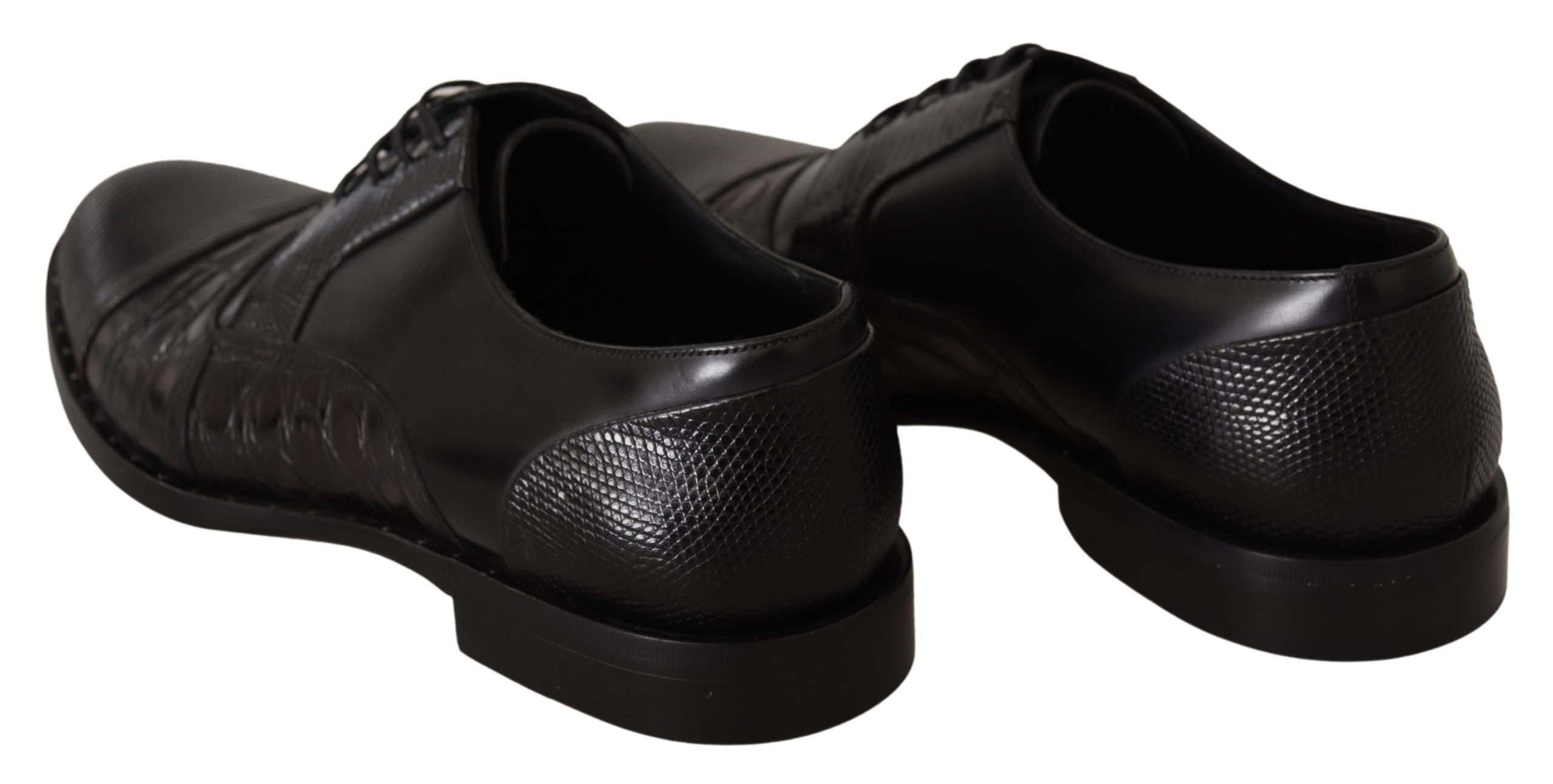 Dolce &amp; Gabbana Black Leather Exotic Skins Formal Shoes