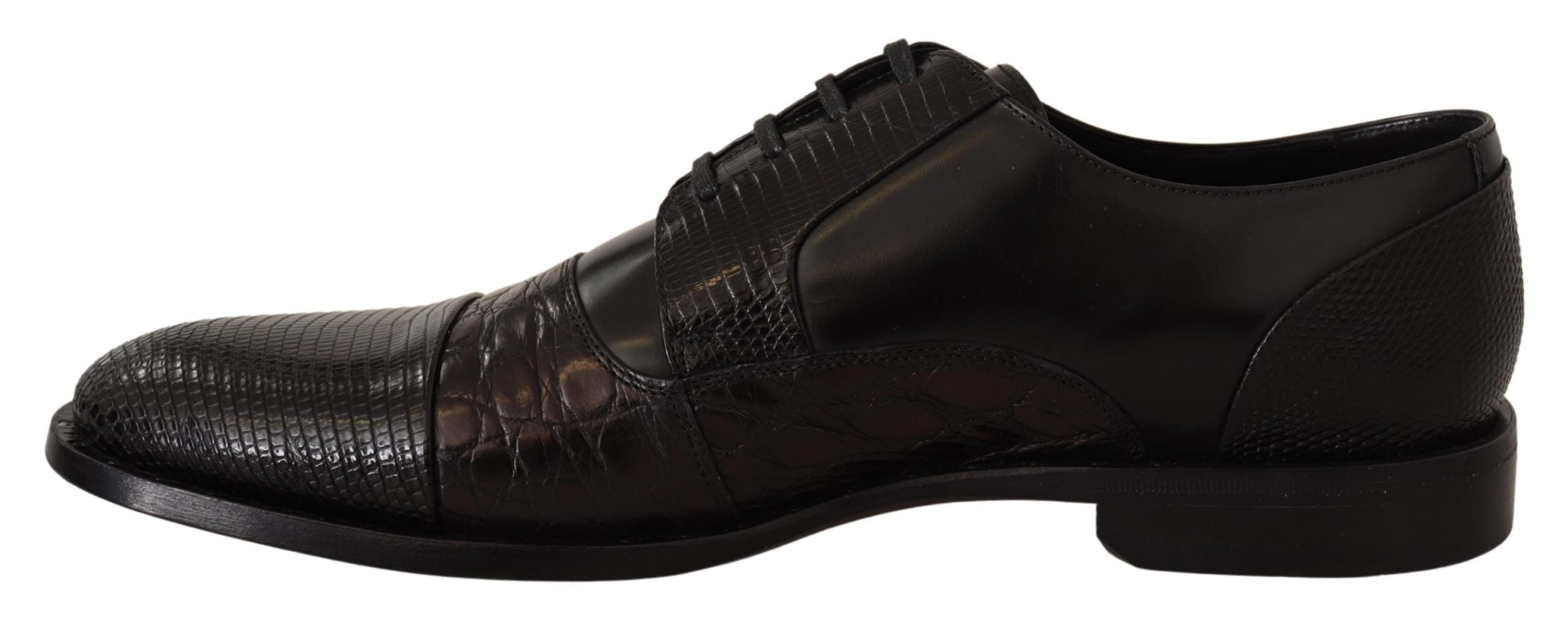 Dolce &amp; Gabbana Black Leather Exotic Skins Formal Shoes