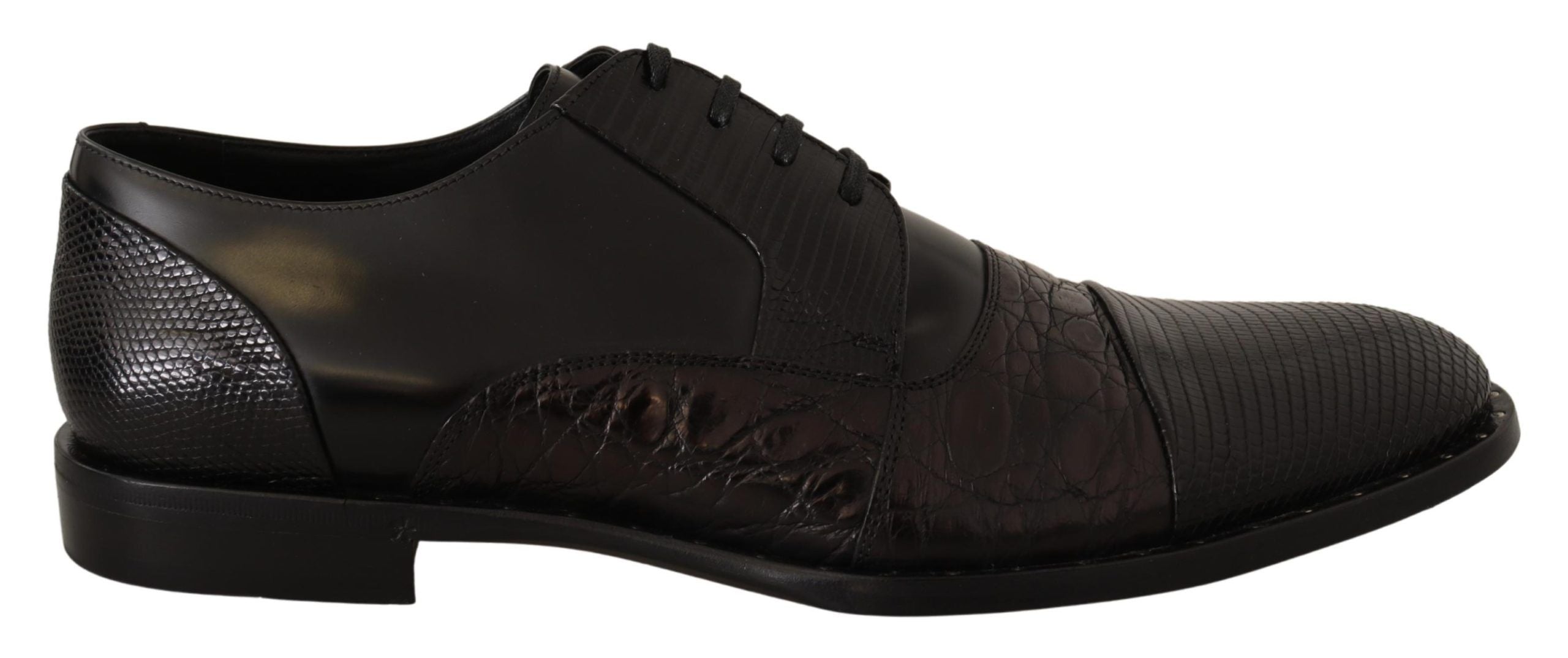 Dolce &amp; Gabbana Black Leather Exotic Skins Formal Shoes