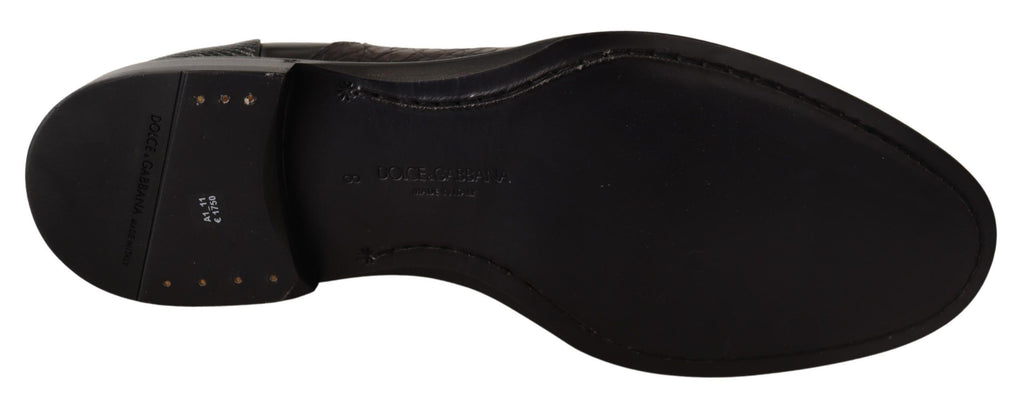 Dolce &amp; Gabbana Black Leather Exotic Skins Formal Shoes