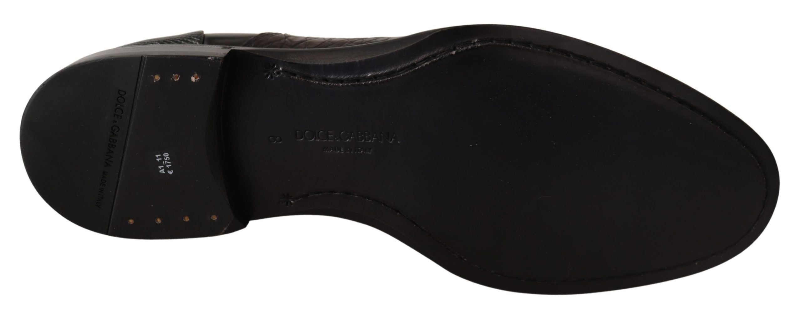 Dolce &amp; Gabbana Black Leather Exotic Skins Formal Shoes