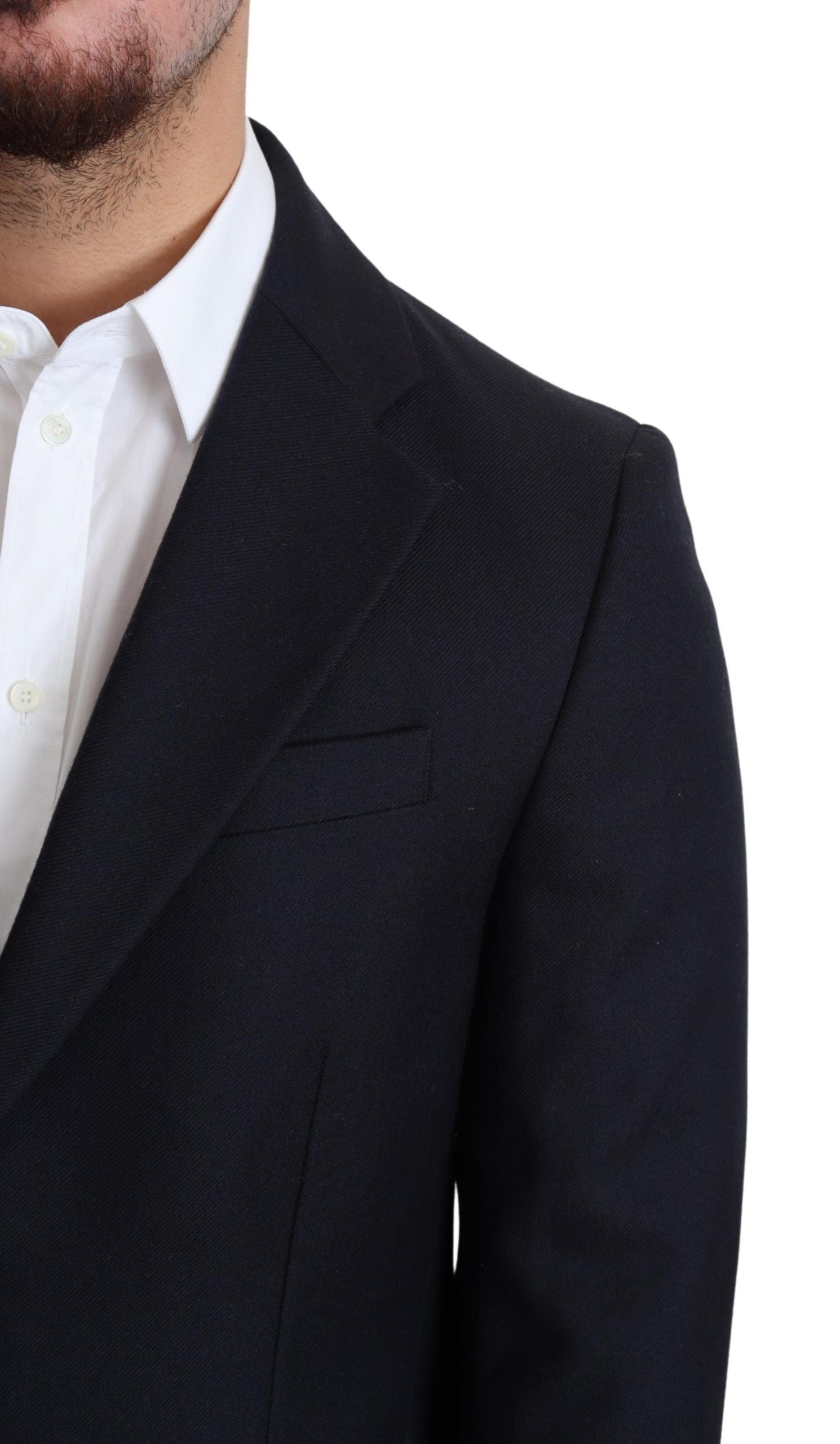 Dolce &amp; Gabbana Dark Blue Wool Single Breasted Coat Jacket
