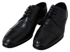 Dolce &amp; Gabbana Black Leather Men Derby Formal Loafers Shoes