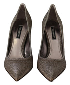 Dolce &amp; Gabbana Gold Silver Fabric Heels Pumps Shoes