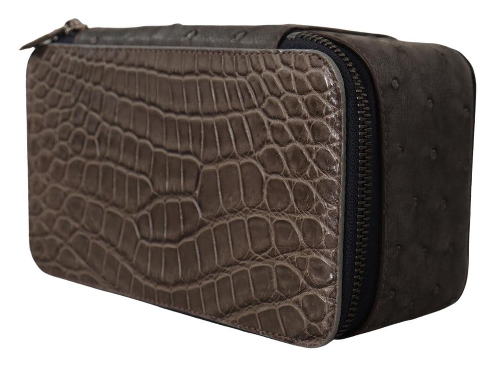 Dolce &amp; Gabbana Gray Skin Leather Vanity Case Toiletry Shaving Bag