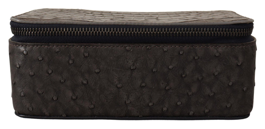 Dolce &amp; Gabbana Gray Skin Leather Vanity Case Toiletry Shaving Bag