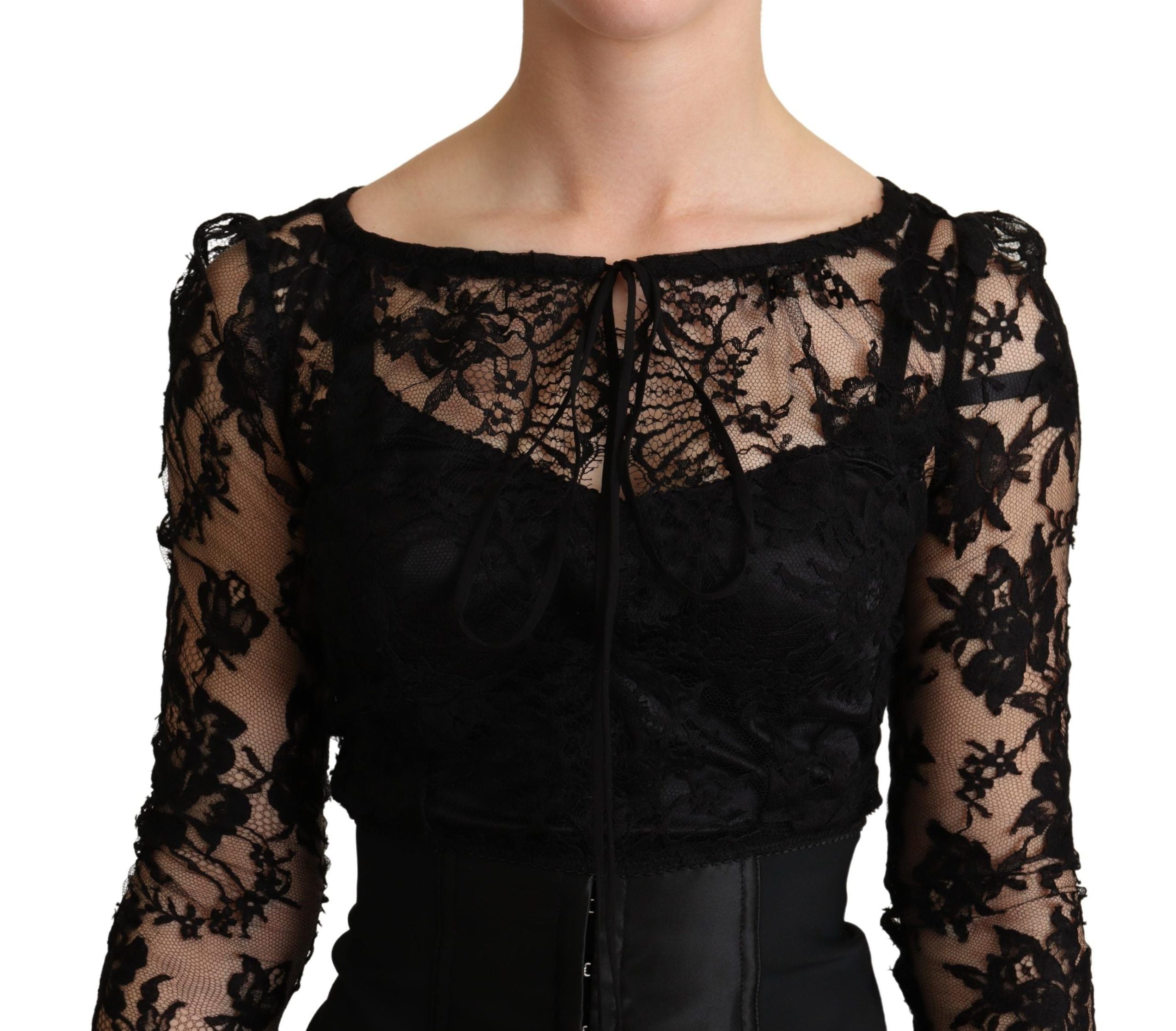 Dolce &amp; Gabbana Black Fitted Lace Top Bodycon Mini Dress