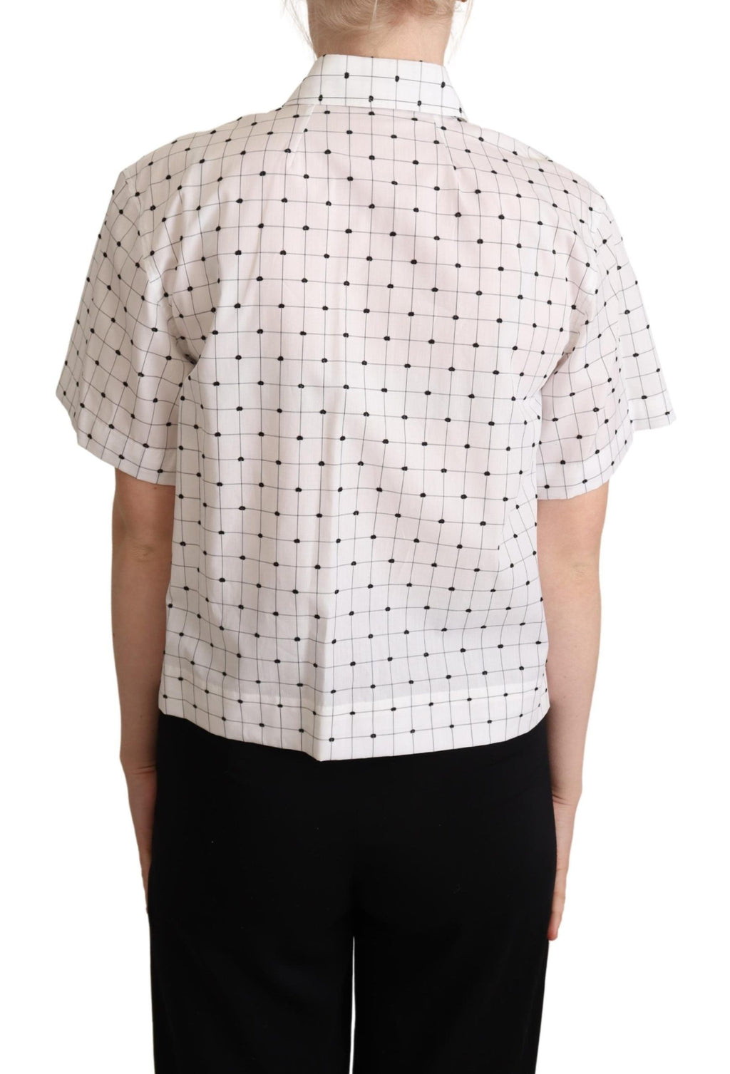 Dolce &amp; Gabbana White Polka Dot Cotton Collared Shirt Top