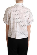 Dolce &amp; Gabbana White Polka Dot Cotton Collared Shirt Top
