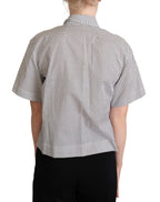 Dolce &amp; Gabbana Black Polka Dot Collared Shirt White