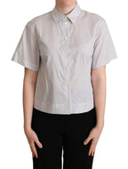 Dolce &amp; Gabbana White Gray Polka Dots Collared Button Shirt