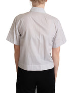 Dolce &amp; Gabbana White Gray Polka Dots Collared Button Shirt