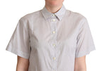 Dolce &amp; Gabbana White Gray Polka Dots Collared Button Shirt