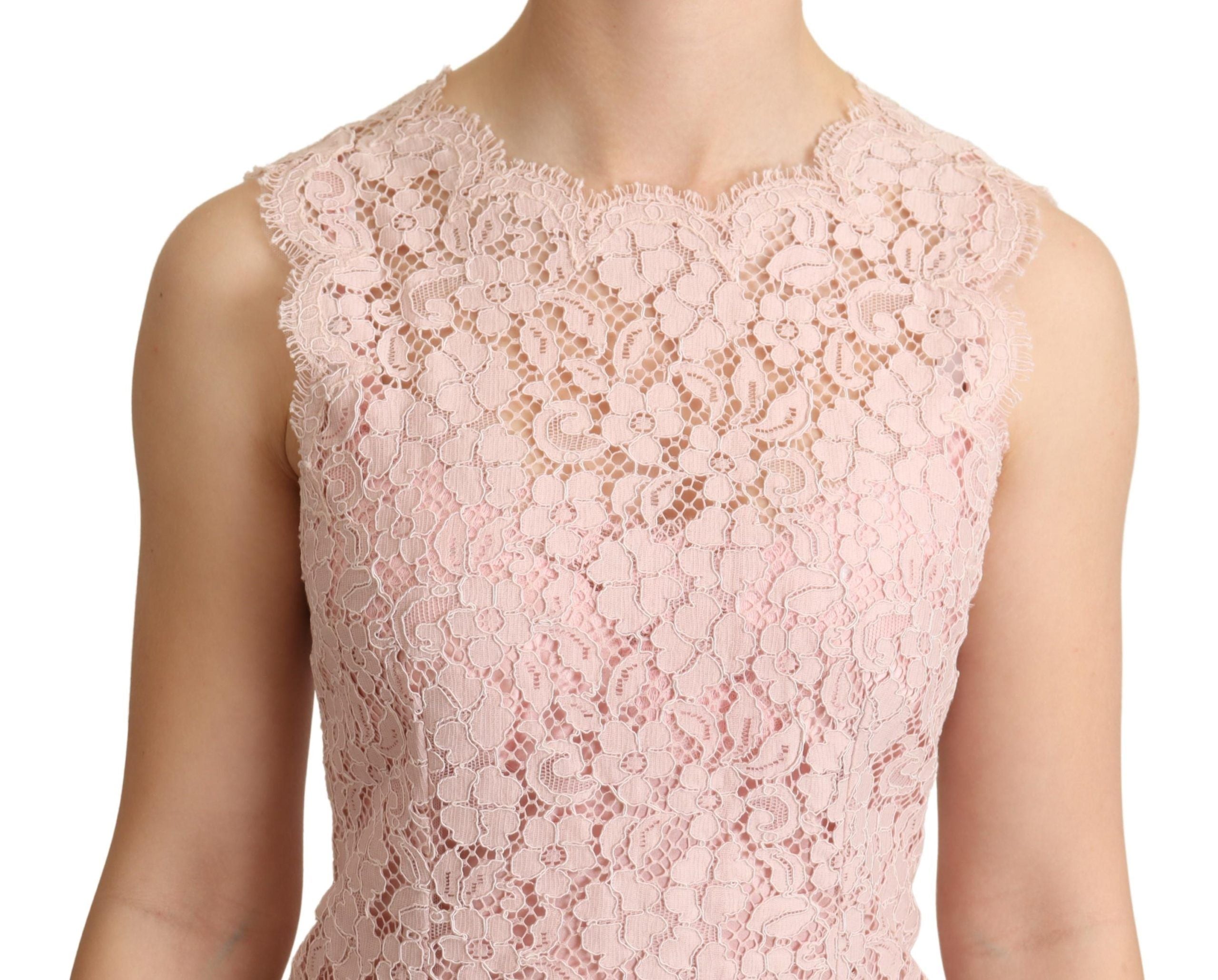 Dolce &amp; Gabbana Pink Floral Lace Sleeveless Tank Blouse Top