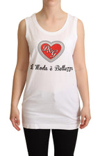 Dolce &amp; Gabbana White La Moda Crystal Tank Top T-shirt