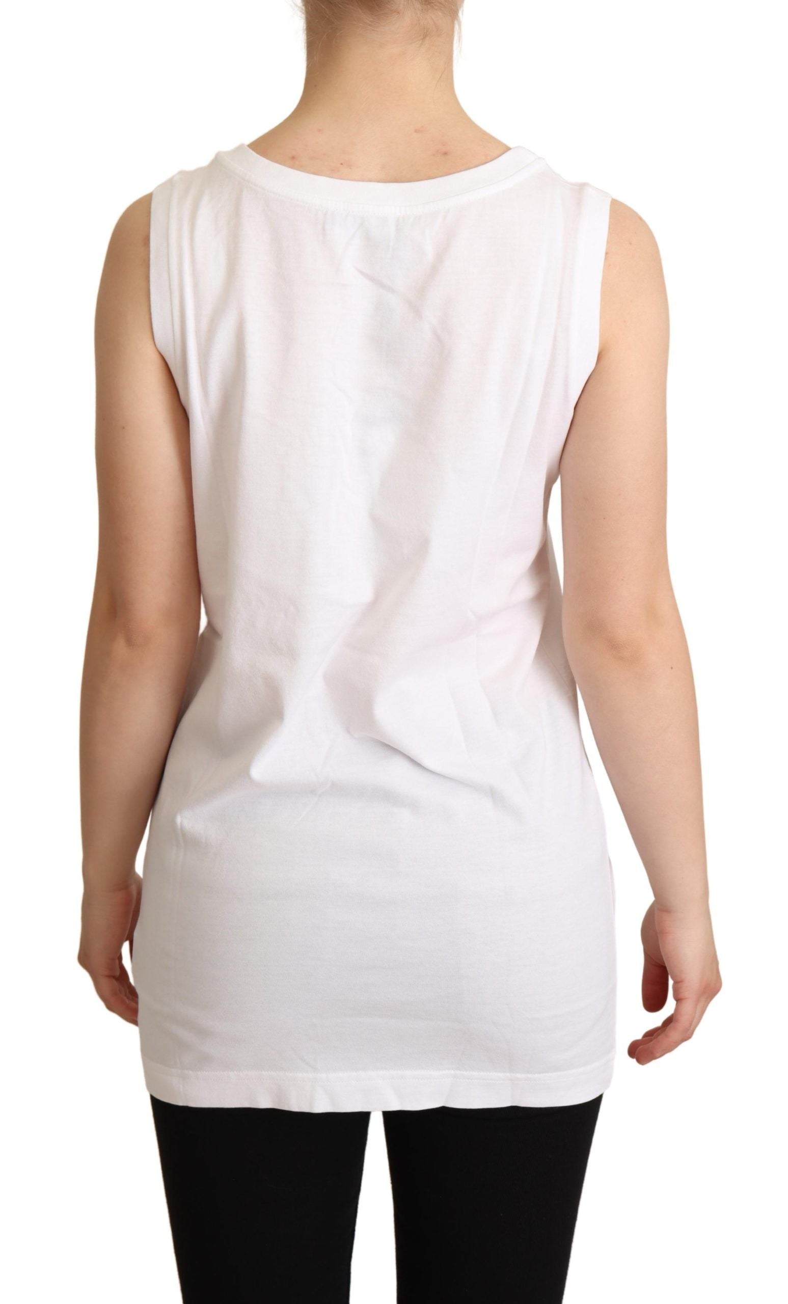 Dolce &amp; Gabbana White La Moda Crystal Tank Top T-shirt