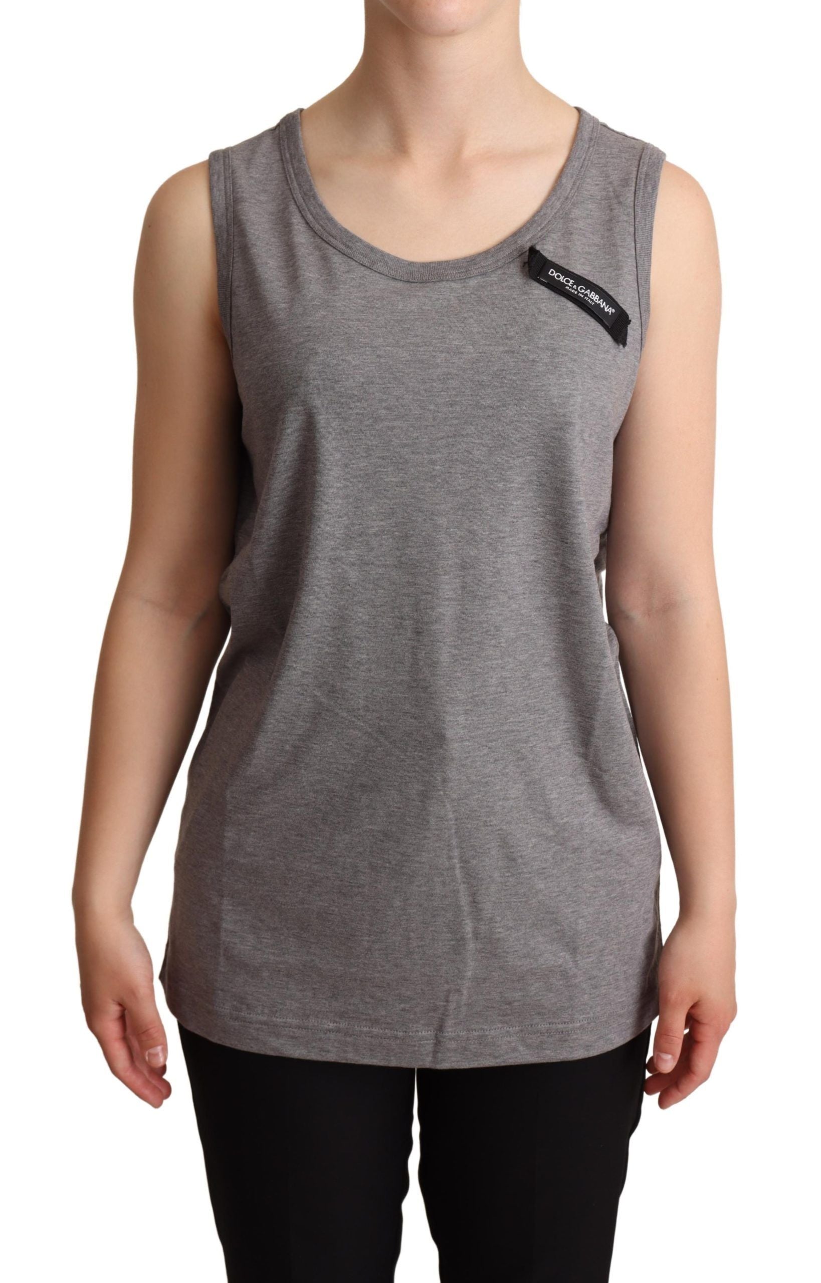 Dolce &amp; Gabbana Gray Sleeveless Round Neck Tank Top T-shirt