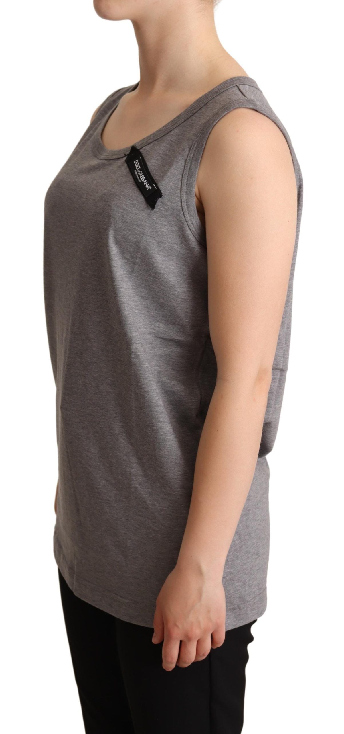 Dolce &amp; Gabbana Gray Sleeveless Round Neck Tank Top T-shirt