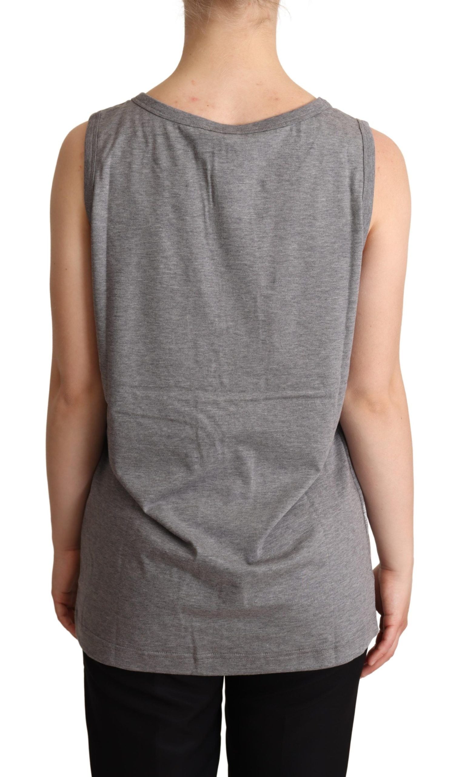 Dolce &amp; Gabbana Gray Sleeveless Round Neck Tank Top T-shirt