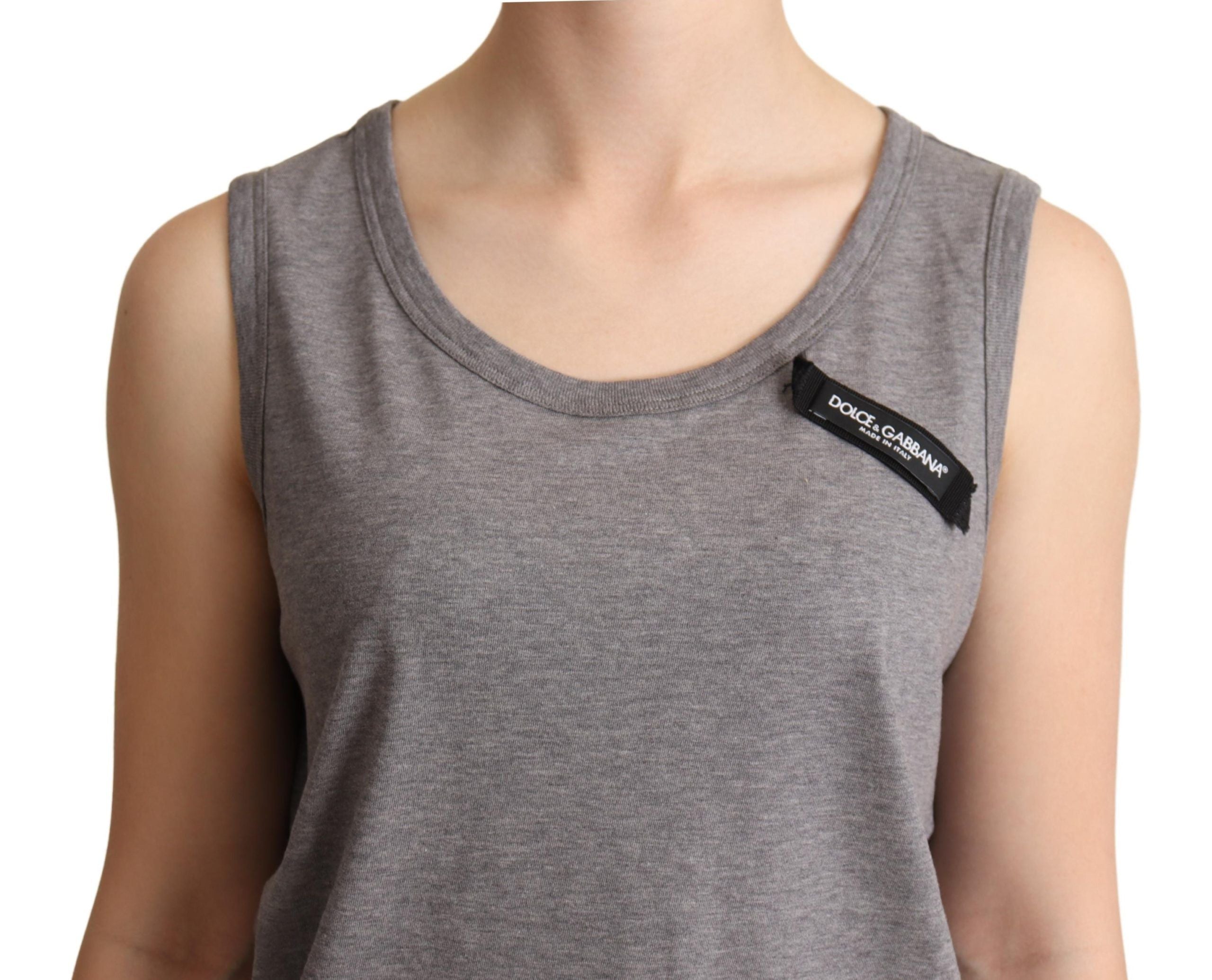 Dolce &amp; Gabbana Gray Sleeveless Round Neck Tank Top T-shirt
