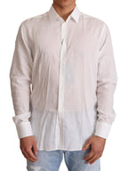 Dolce &amp; Gabbana White Cotton Floral Pattern MARTINI Shirt