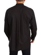 Dolce &amp; Gabbana Black 100% Cotton Formal Dress Top Shirt