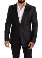 Dolce &amp; Gabbana Black Metallic Slim Jacket Tuxedo Blazer
