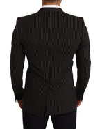 Dolce &amp; Gabbana Black White Striped Slim Fit Coat Blazer