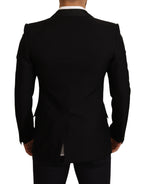 Dolce &amp; Gabbana Black Wool Slim Fit Coat Blazer Jacket