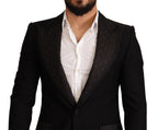 Dolce &amp; Gabbana Black Wool Slim Fit Coat Blazer Jacket