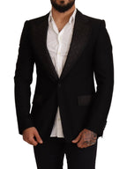 Dolce &amp; Gabbana Black Wool Slim Fit Coat Blazer Jacket