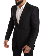 Dolce &amp; Gabbana Black Linen Slim Fit Coat Jacket Blazer