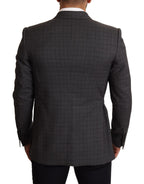 Dolce &amp; Gabbana Gray Check Wool Slim Fit Blazer Jacket