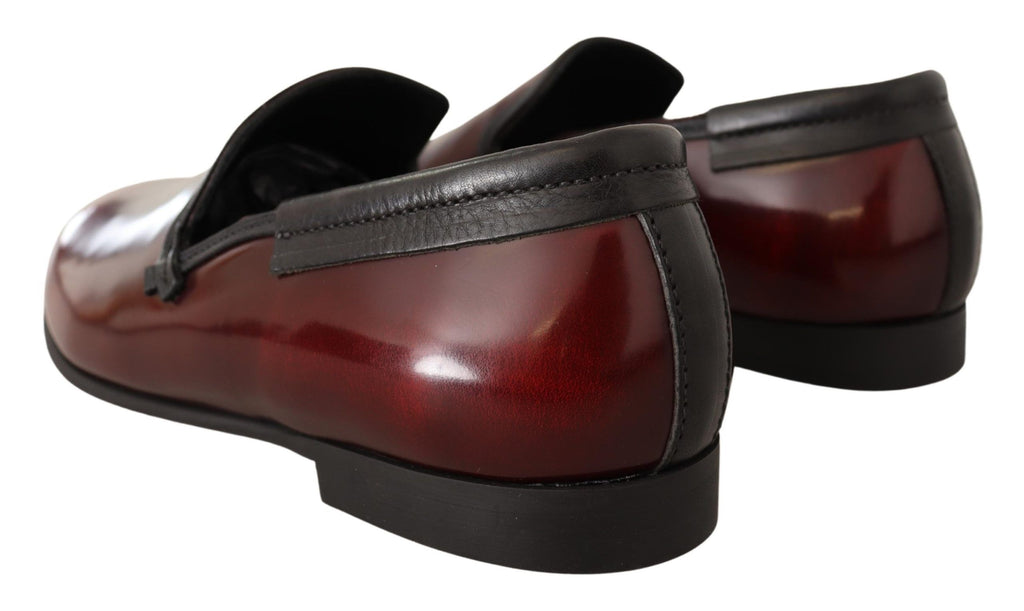 Dolce &amp; Gabbana Bordeaux Patent Leather Dress Loafers Shoes