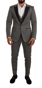 Dolce &amp; Gabbana Black White Check 3 Piece Set MARTINI Suit