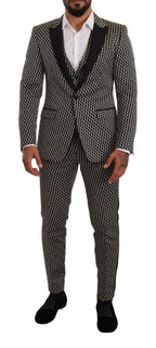 Dolce &amp; Gabbana Black White Check 3 Piece Set MARTINI Suit