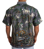 Dolce &amp; Gabbana Gray Linen Tropical Print Collared Shirt