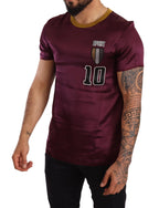 Dolce &amp; Gabbana Purple Sport 10 Embroidery Crewneck T-shirt