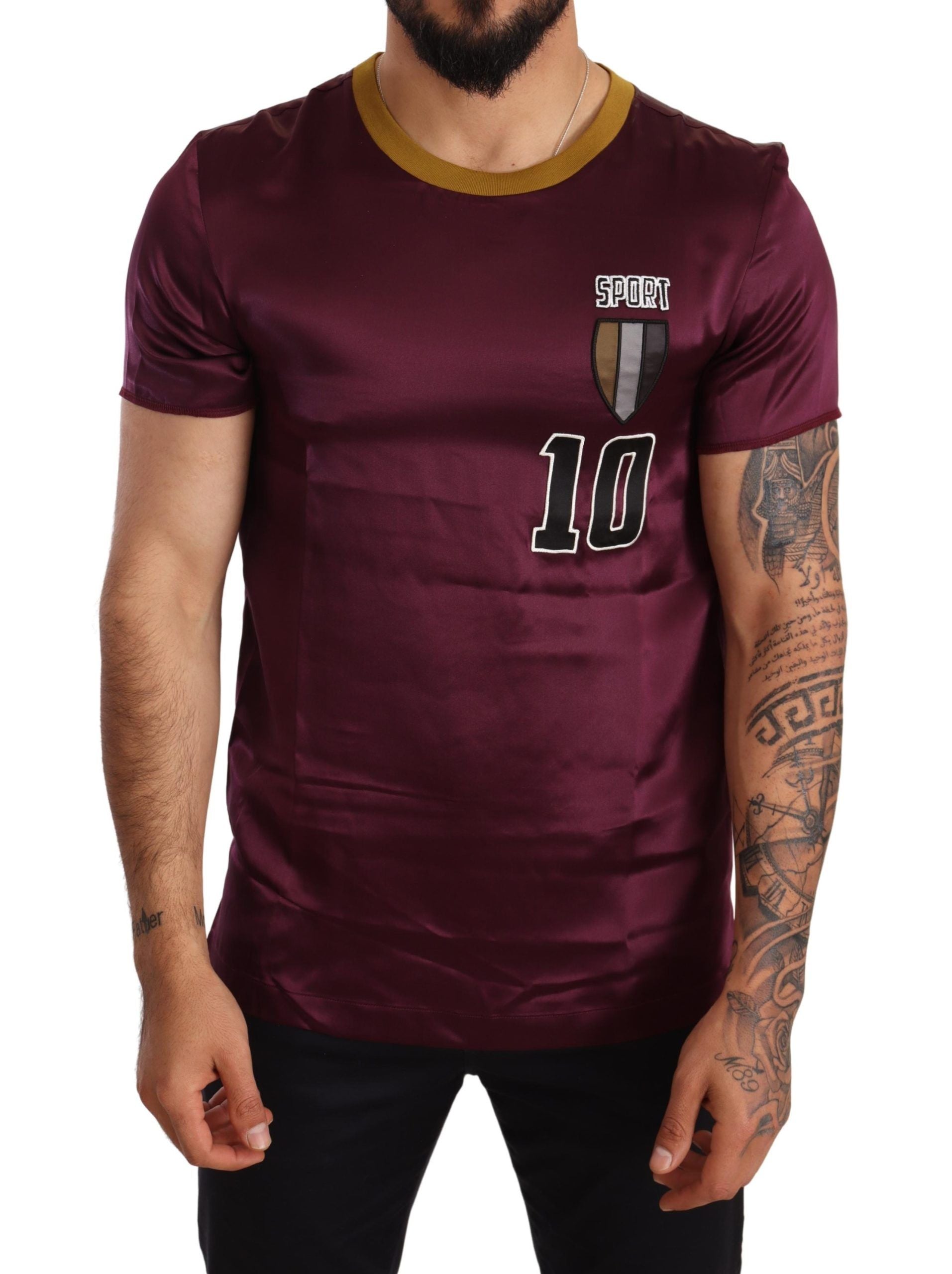 Dolce &amp; Gabbana Purple Sport 10 Embroidery Crewneck T-shirt