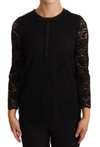 Dolce &amp; Gabbana Black Floral Lace Nylon Blouse Top