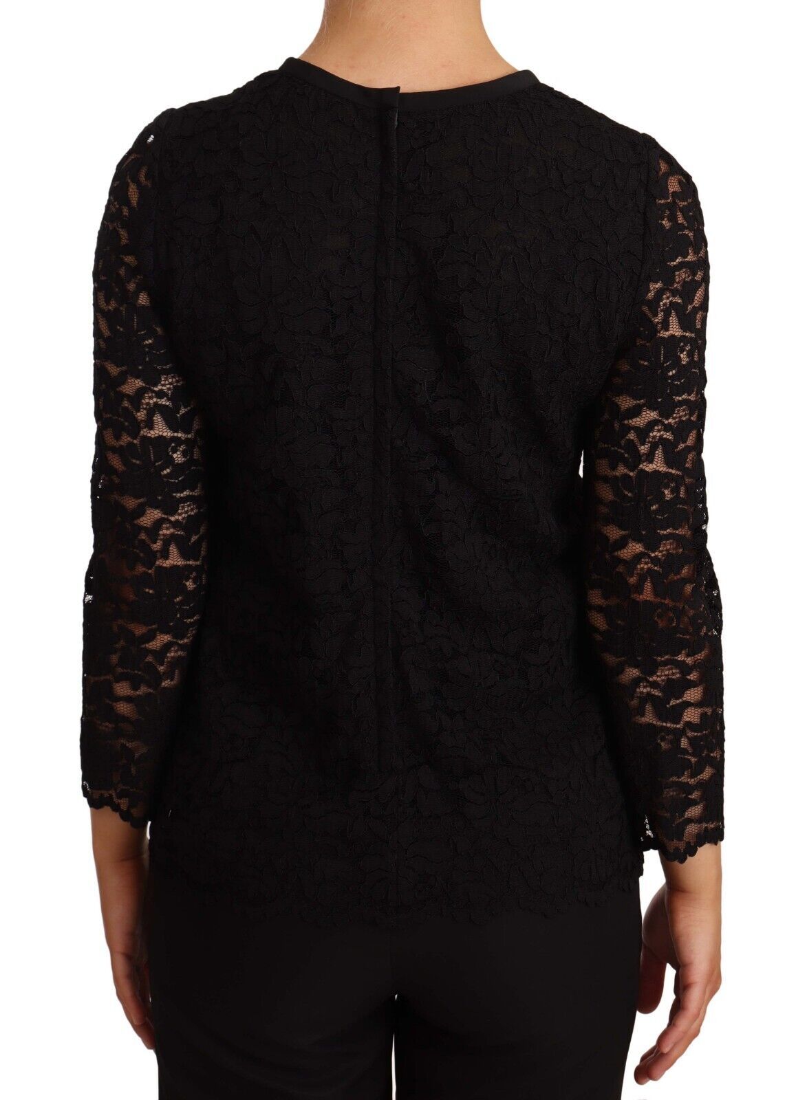 Dolce &amp; Gabbana Black Floral Lace Nylon Blouse Top