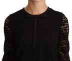 Dolce &amp; Gabbana Black Floral Lace Nylon Blouse Top