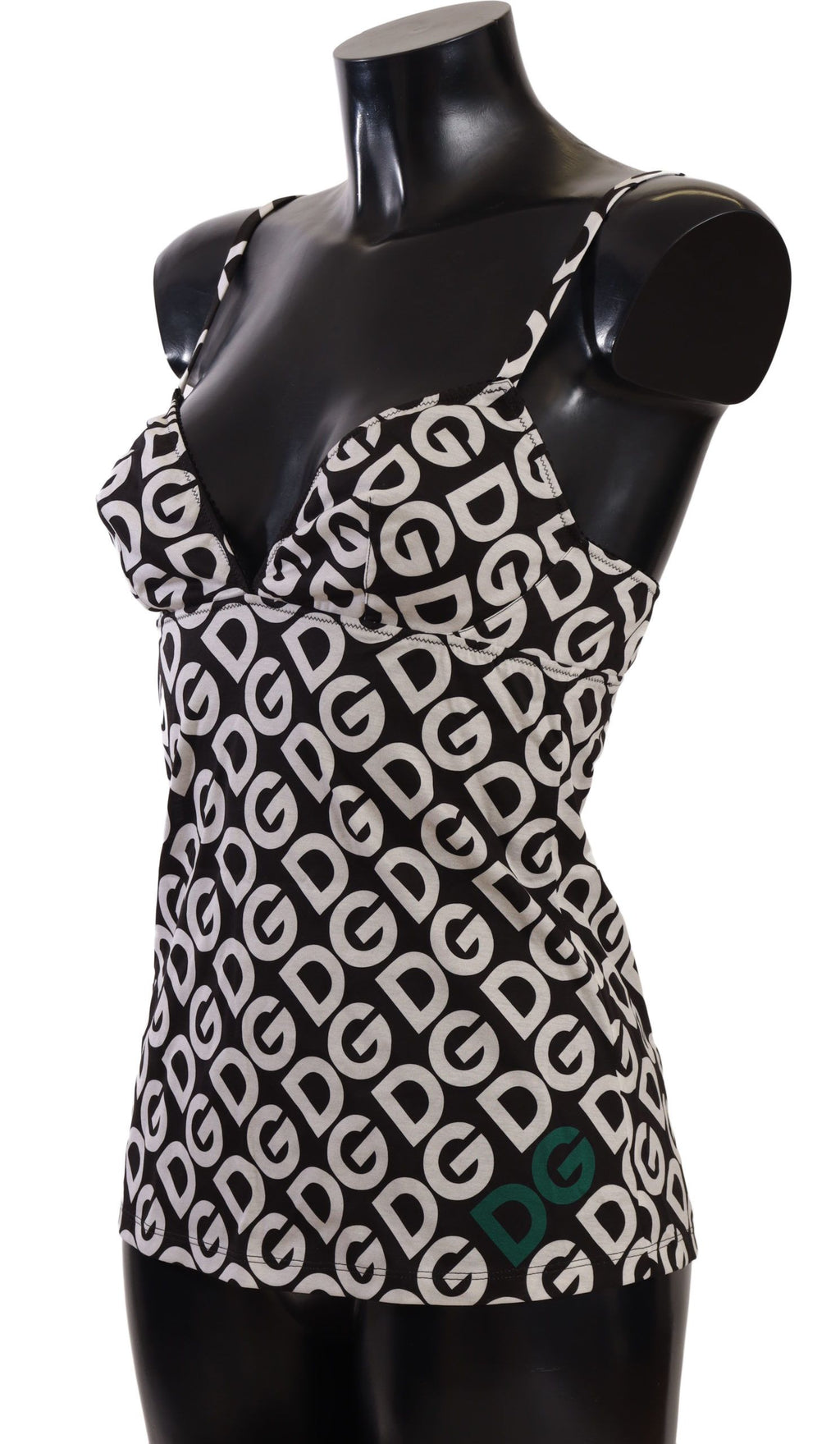 Dolce &amp; Gabbana Black White Logo Print Camisole Top Underwear
