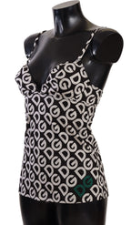 Dolce &amp; Gabbana Black White Logo Print Camisole Top Underwear