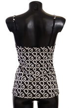 Dolce &amp; Gabbana Black White Logo Print Camisole Top Underwear