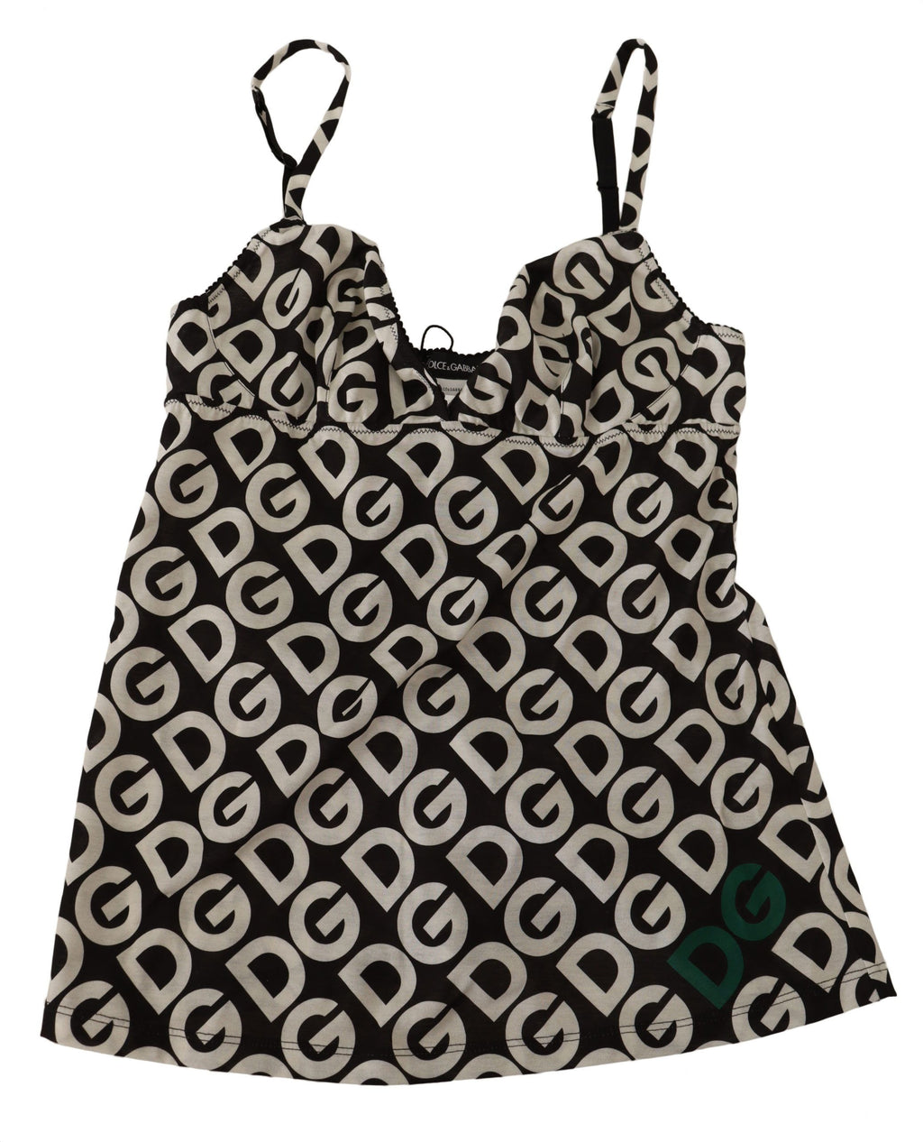 Dolce &amp; Gabbana Black White Logo Print Camisole Top Underwear