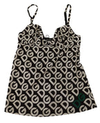 Dolce &amp; Gabbana Black White Logo Print Camisole Top Underwear