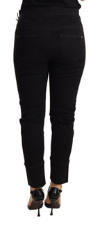 Ermanno Scervino Black Low Waist Skinny Slim Trouser Cotton Jeans