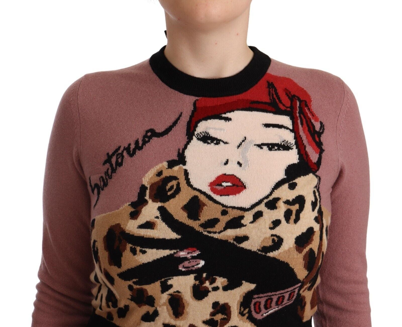 Dolce &amp; Gabbana Pink Cashmere Crewneck Tailoring Pullover Sweater